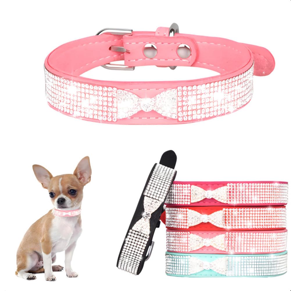 Purple Rhinestone Bowtie Dog Collar