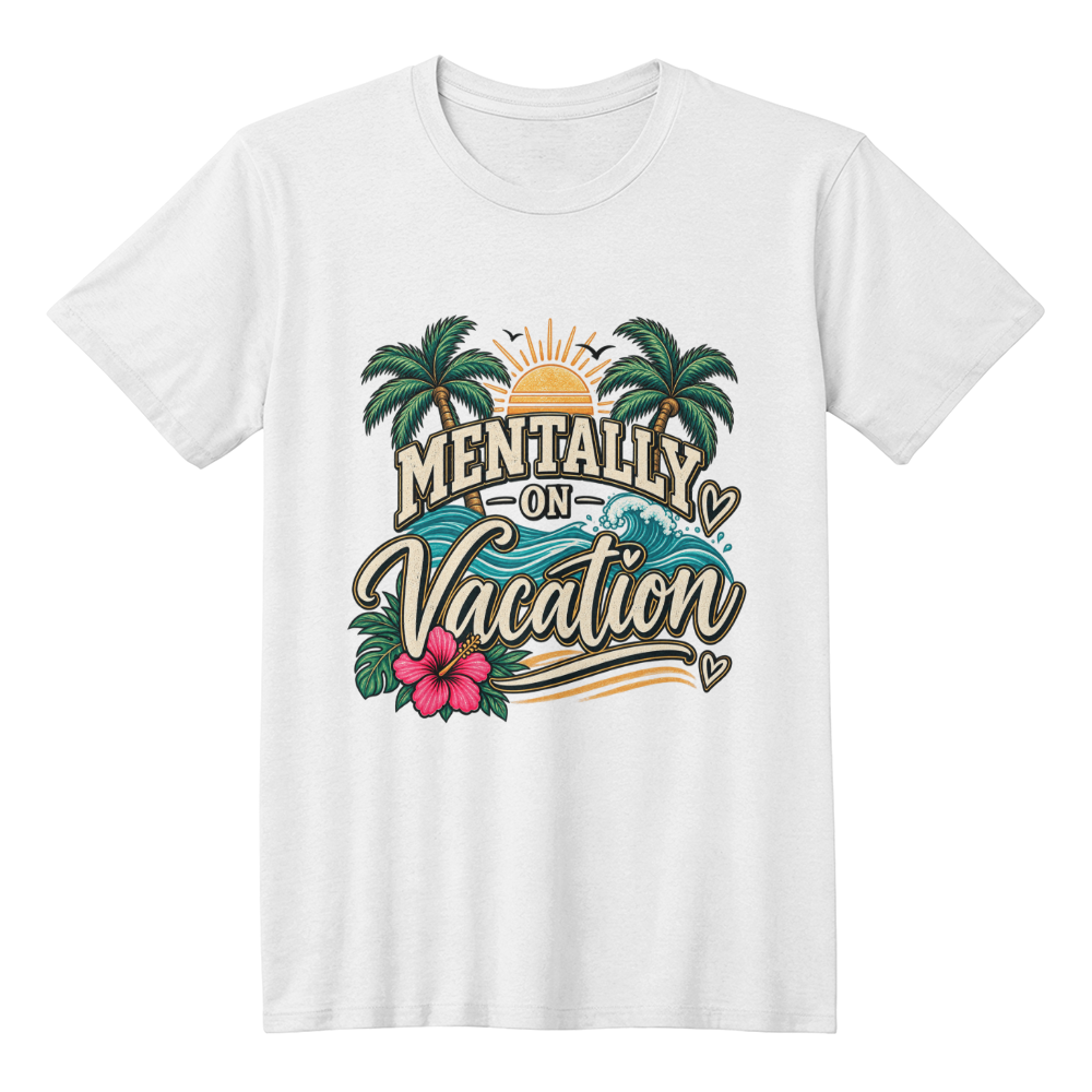 Mentally On Vacation Tropical Beach Graphic Tee