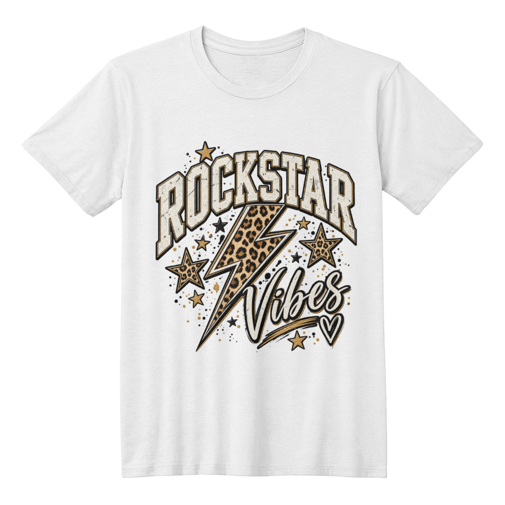 Rockstar Vibes Leopard Lightning Bolt Graphic Tee