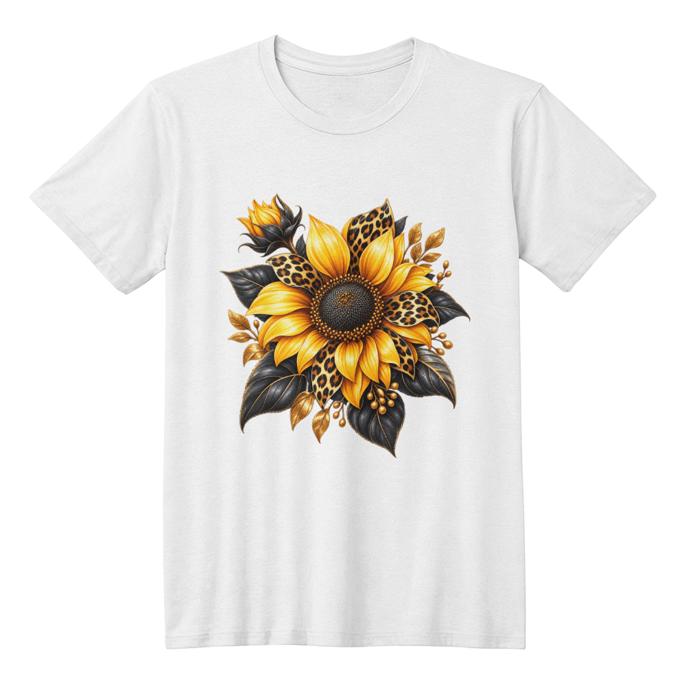 Leopard Print Sunflower Graphic Tee
