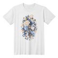 Elegant Blue Rose Bow Jeweled Paw Print Graphic Tee