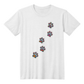 Colorful Floral Paw Print Trail T-Shirt, Stained Glass Style Dog Lover Shirt, Whimsical Paw Path Dog Mom Tee
