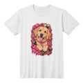Yellow Labrador Retriever Pink & Gold Heart Paw Print Graphic