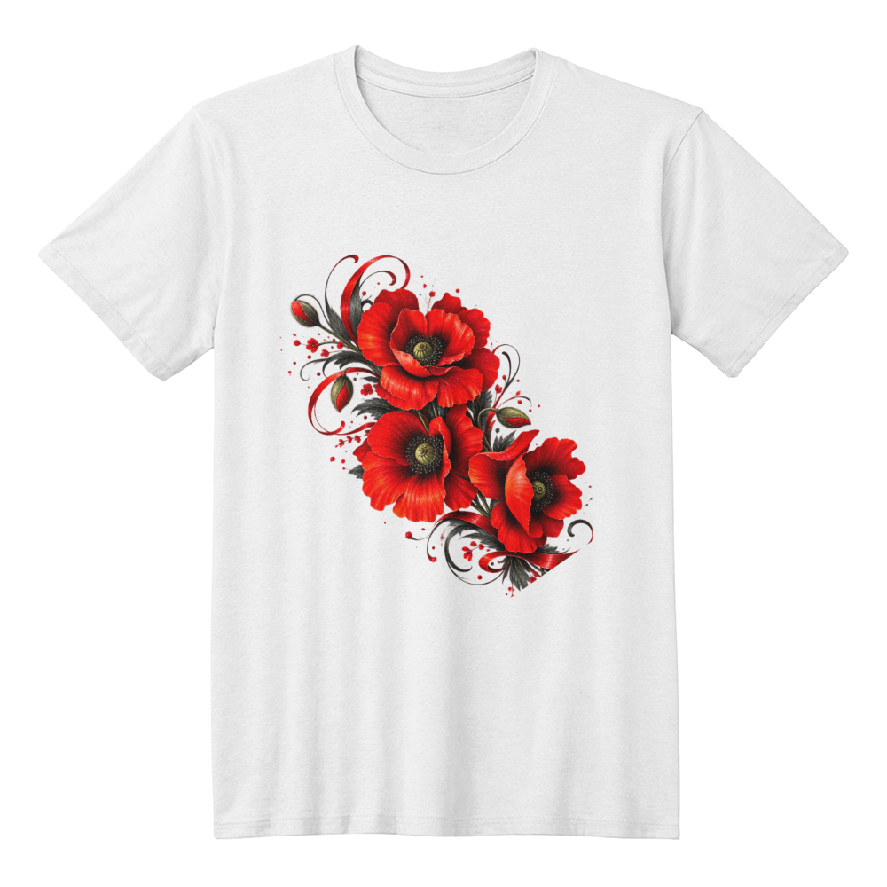 Red Poppy Floral Bouquet Graphic Tee