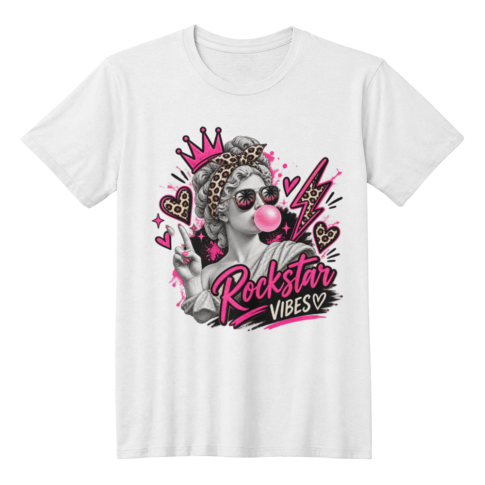 Rockstar Vibes Statue Bubblegum Graphic Tee