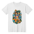 Tropical Beach Sunset Paw Print T-Shirt, Hawaiian Style Dog Lover Shirt, Ocean and Palm Tree Paw Design Tee