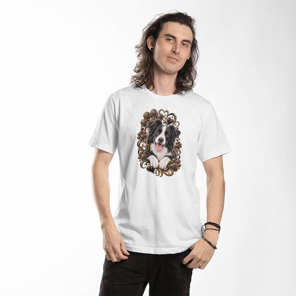 Border Collie Black & Gold Paw Print Heart Shirt | Border Collie Mom Graphic Tee