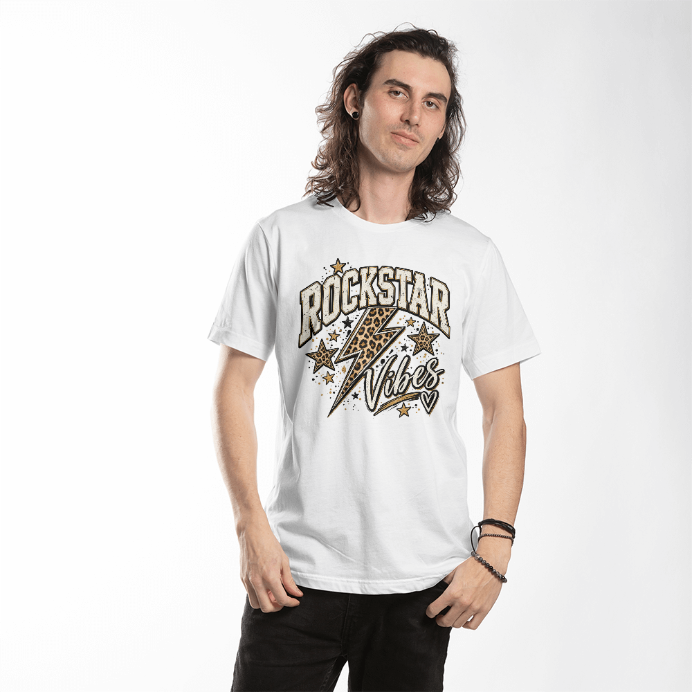 Rockstar Vibes Leopard Lightning Bolt Graphic Tee