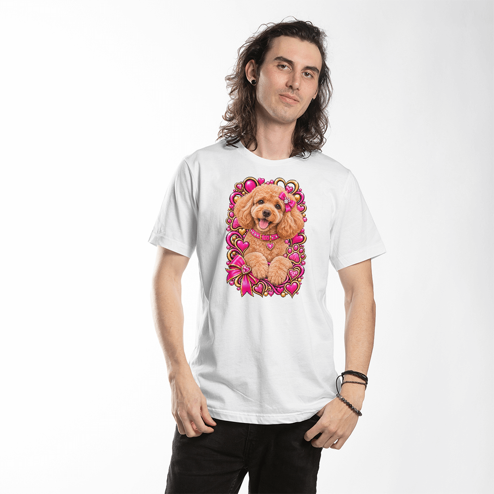 Poodle Pink & Gold Paw Print Heart Shirt | Poodle Mom Graphic Tee