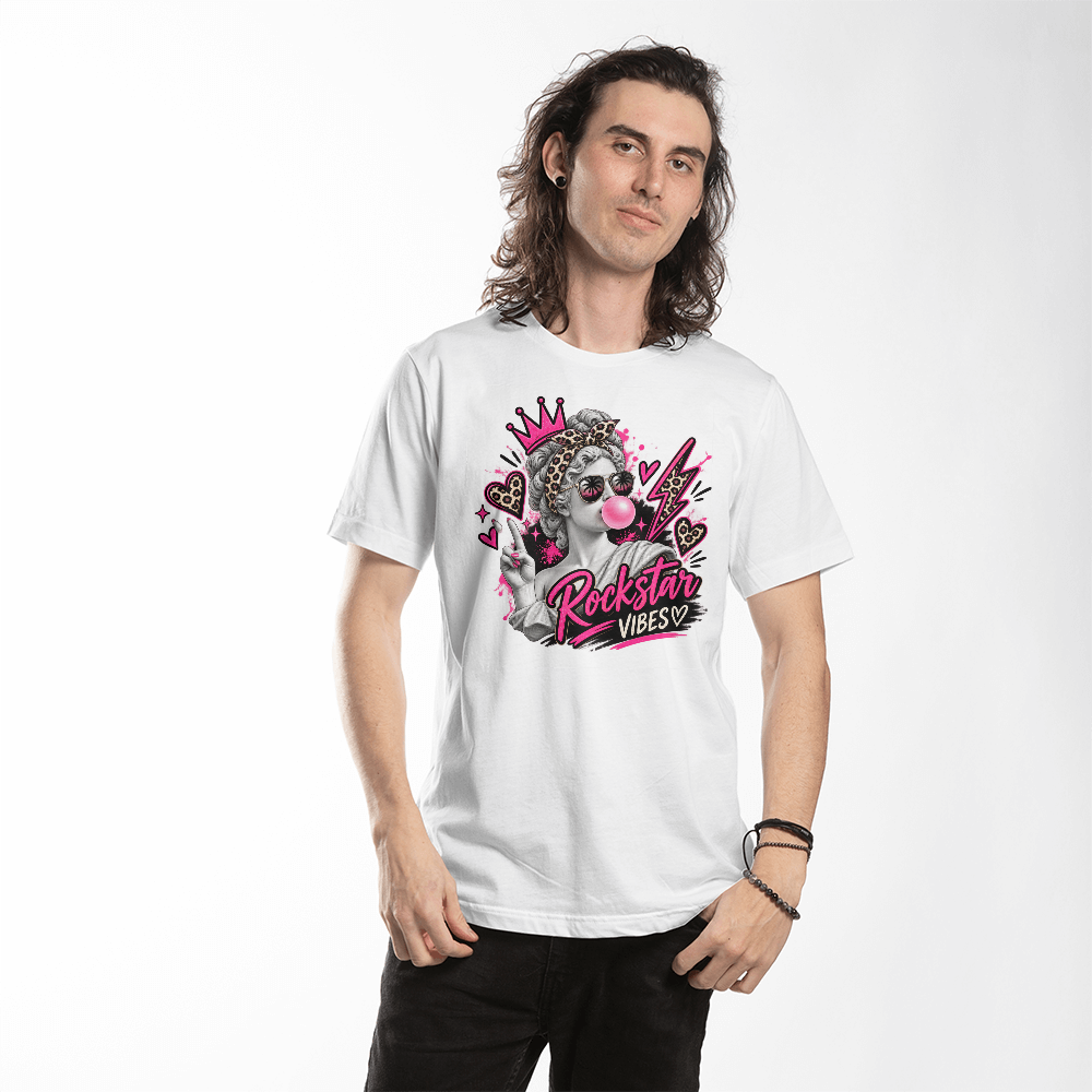 Rockstar Vibes Statue Bubblegum Graphic Tee