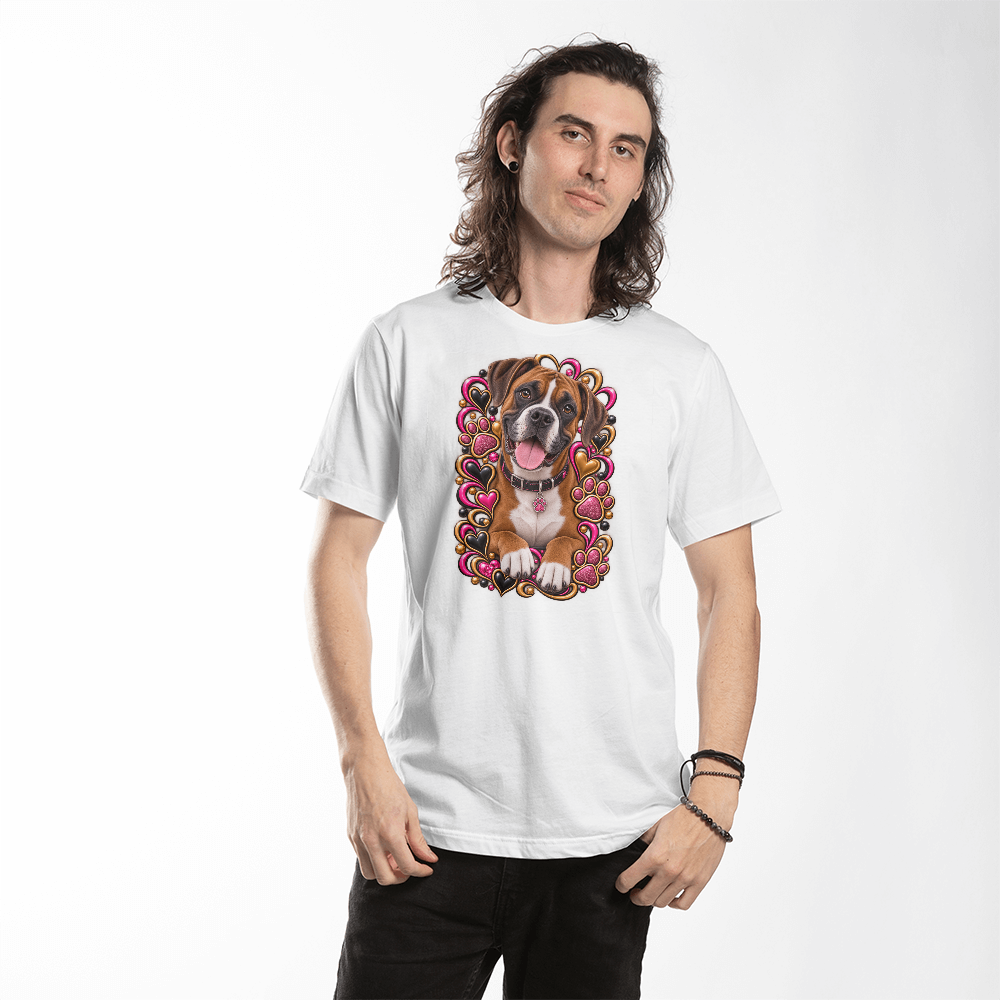 Boxer Pink Paw Print Heart Shirt | Boxer Mom Graphic Tee