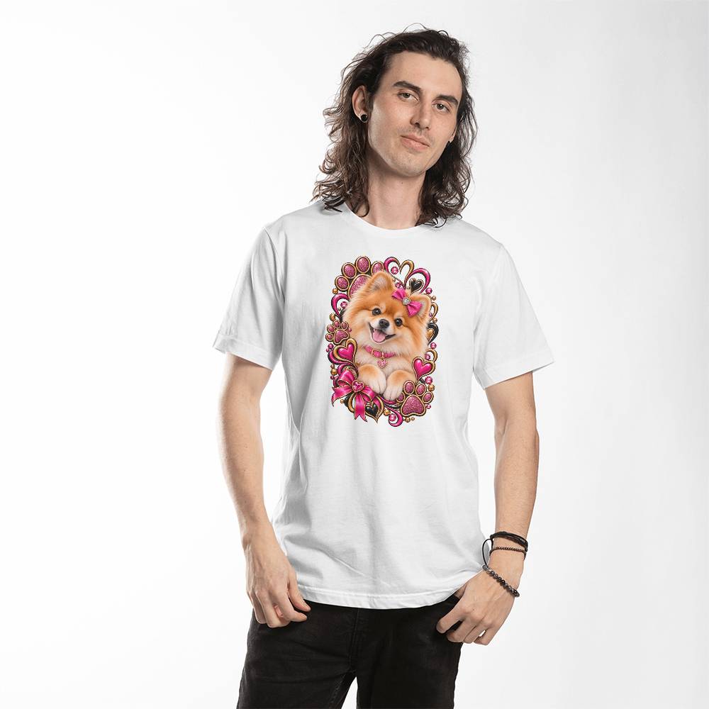 Pomeranian Pink Paw Print Heart Shirt | Pomeranian Mom Graphic Tee