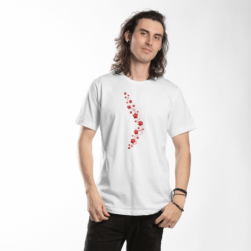 Red Paw Print Trail Heart Graphic Tee