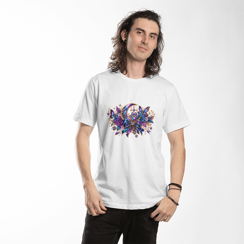 Celestial Jeweled Moon Paw Print Butterfly Graphic Tee