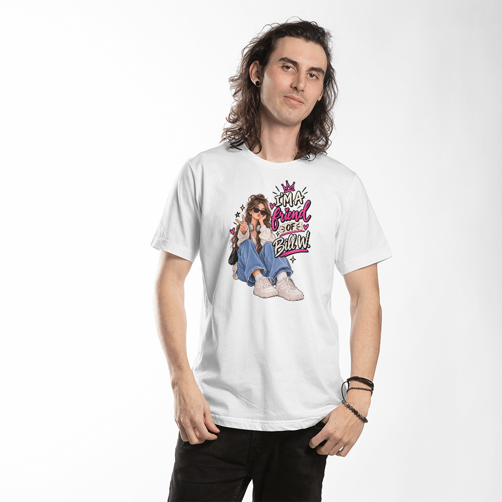 I'm a Friend of Bill W. T-Shirt, Trendy Illustrated Recovery Shirt, Sobriety Support Tee for Women