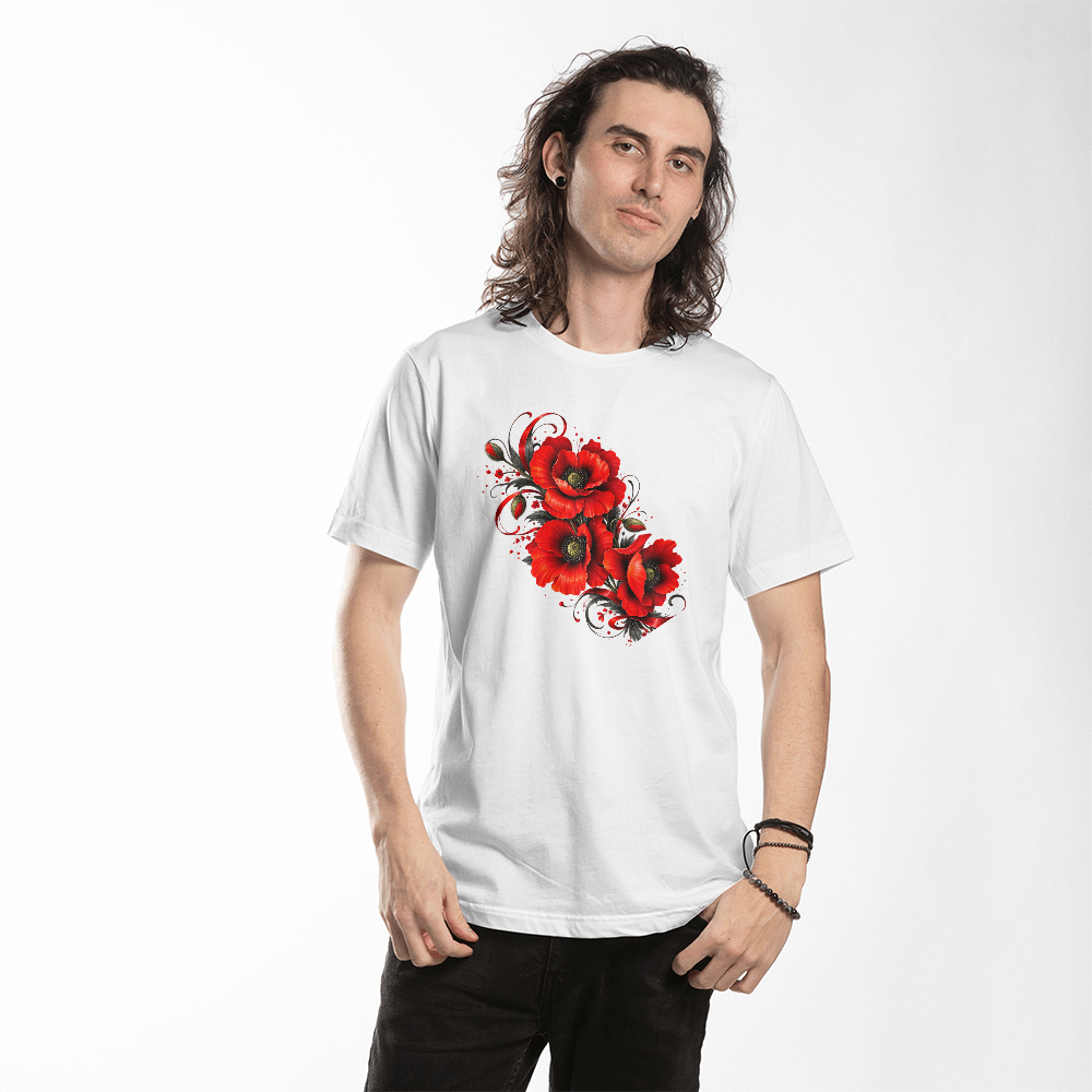 Red Poppy Floral Bouquet Graphic Tee
