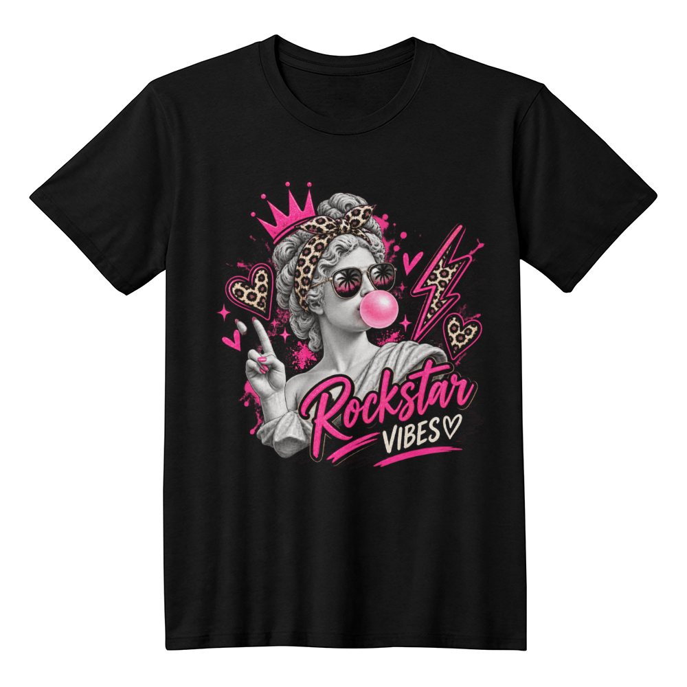Rockstar Vibes Statue Bubblegum Graphic Tee