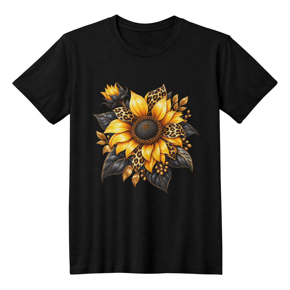 Leopard Print Sunflower Graphic Tee