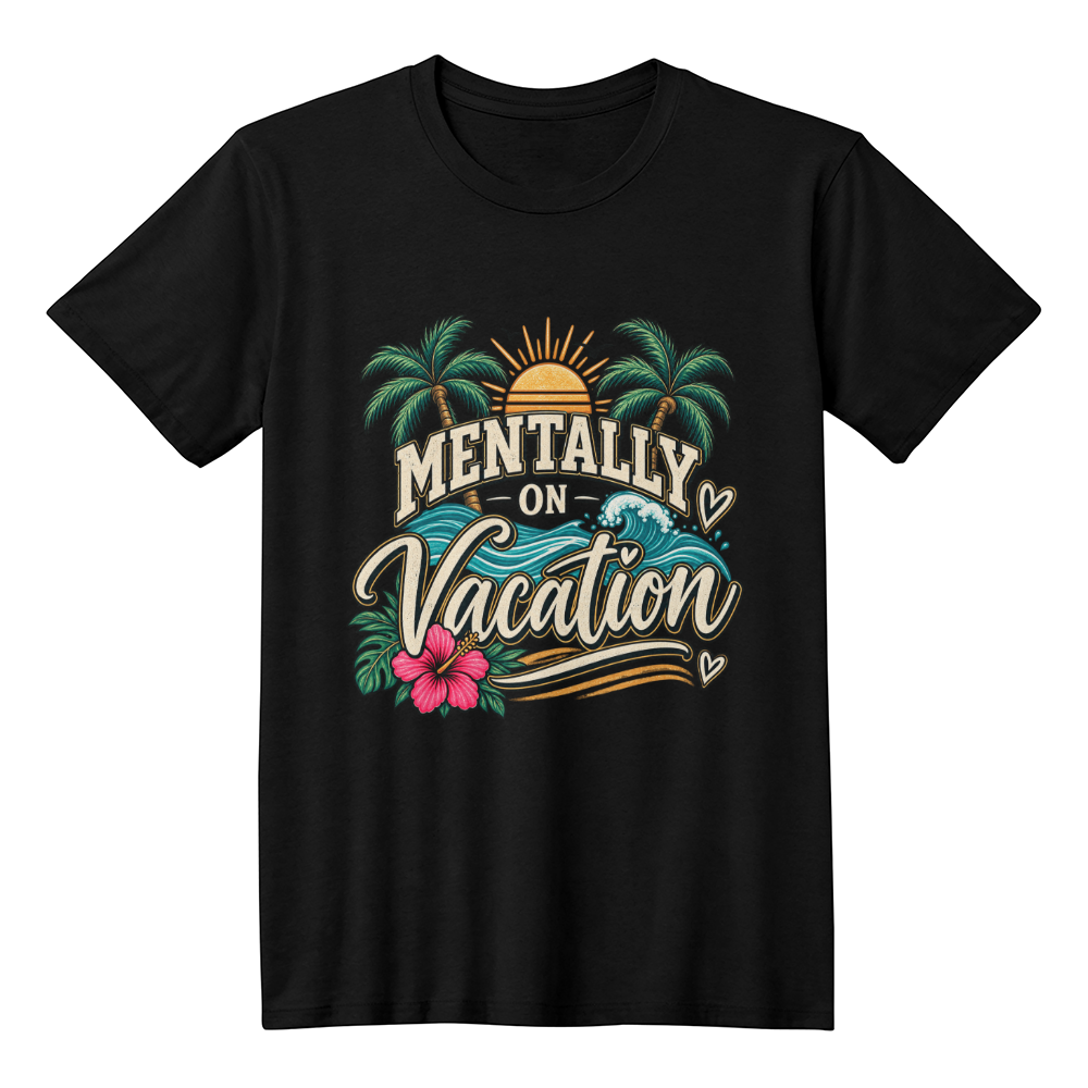 Mentally On Vacation Tropical Beach Graphic Tee