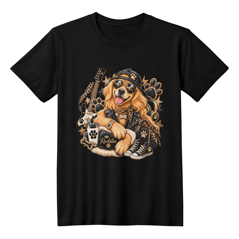 Rockstar Golden Retriever T-Shirt Cool Dog Mom Shirt