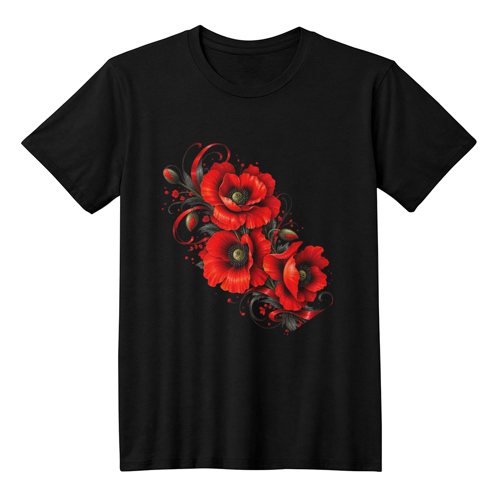 Red Poppy Floral Bouquet Graphic Tee