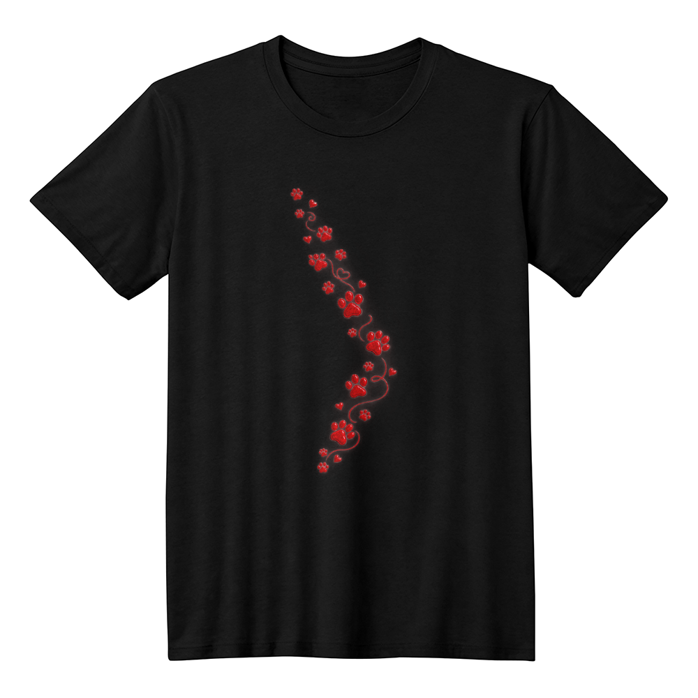 Red Paw Print Trail Heart Graphic Tee