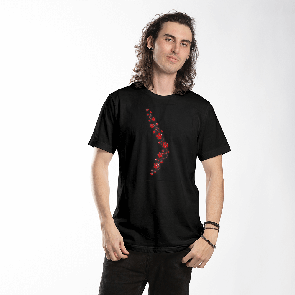 Red Paw Print Trail Heart Graphic Tee
