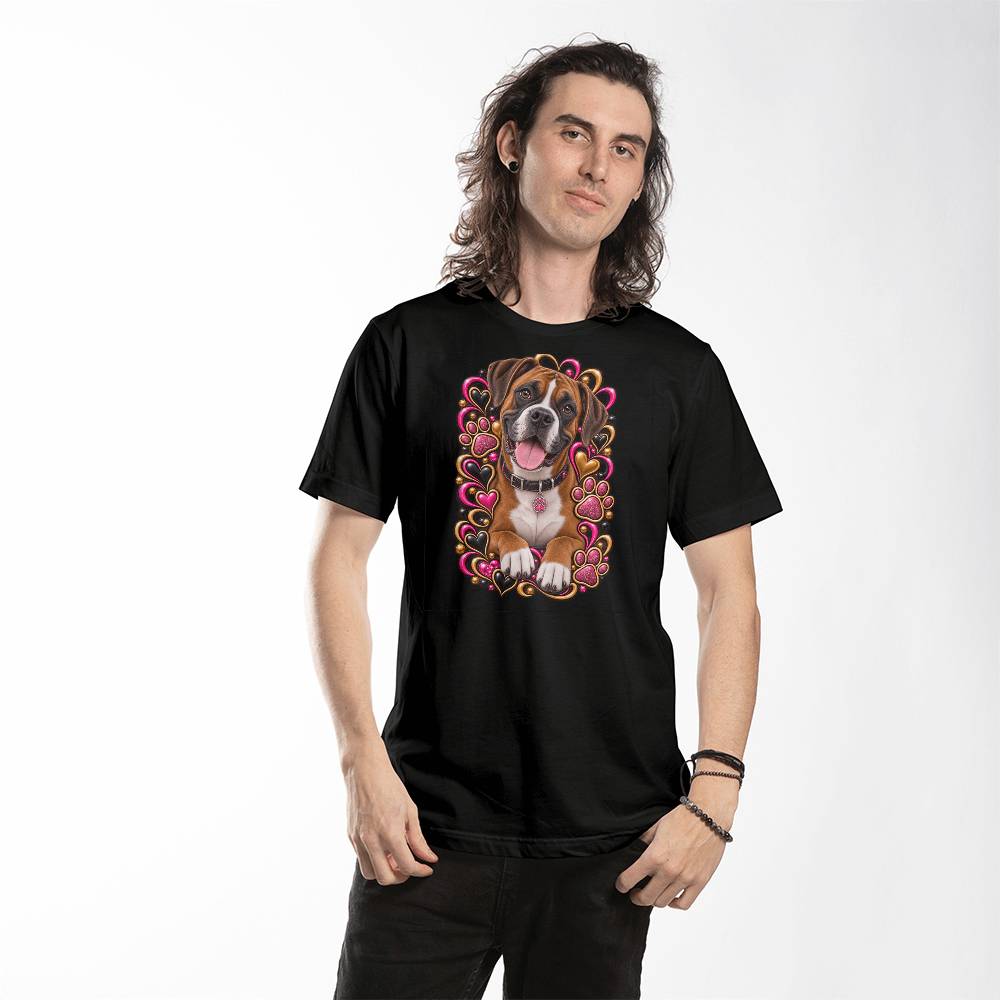 Boxer Pink Paw Print Heart Shirt | Boxer Mom Graphic Tee