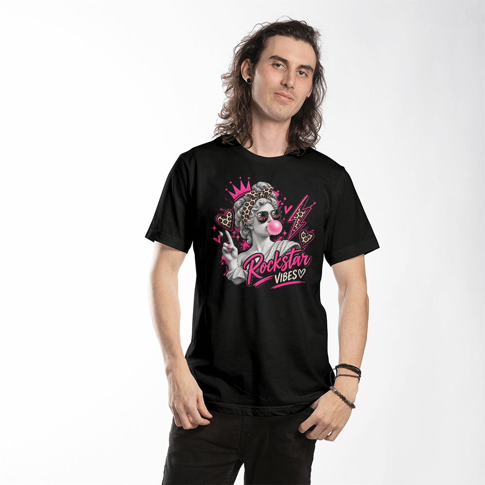 Rockstar Vibes Statue Bubblegum Graphic Tee