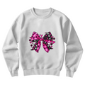 Pink Bow Sweatshirt, Cute Polka Dot Bow Crewneck, Coquette Style Pullover
