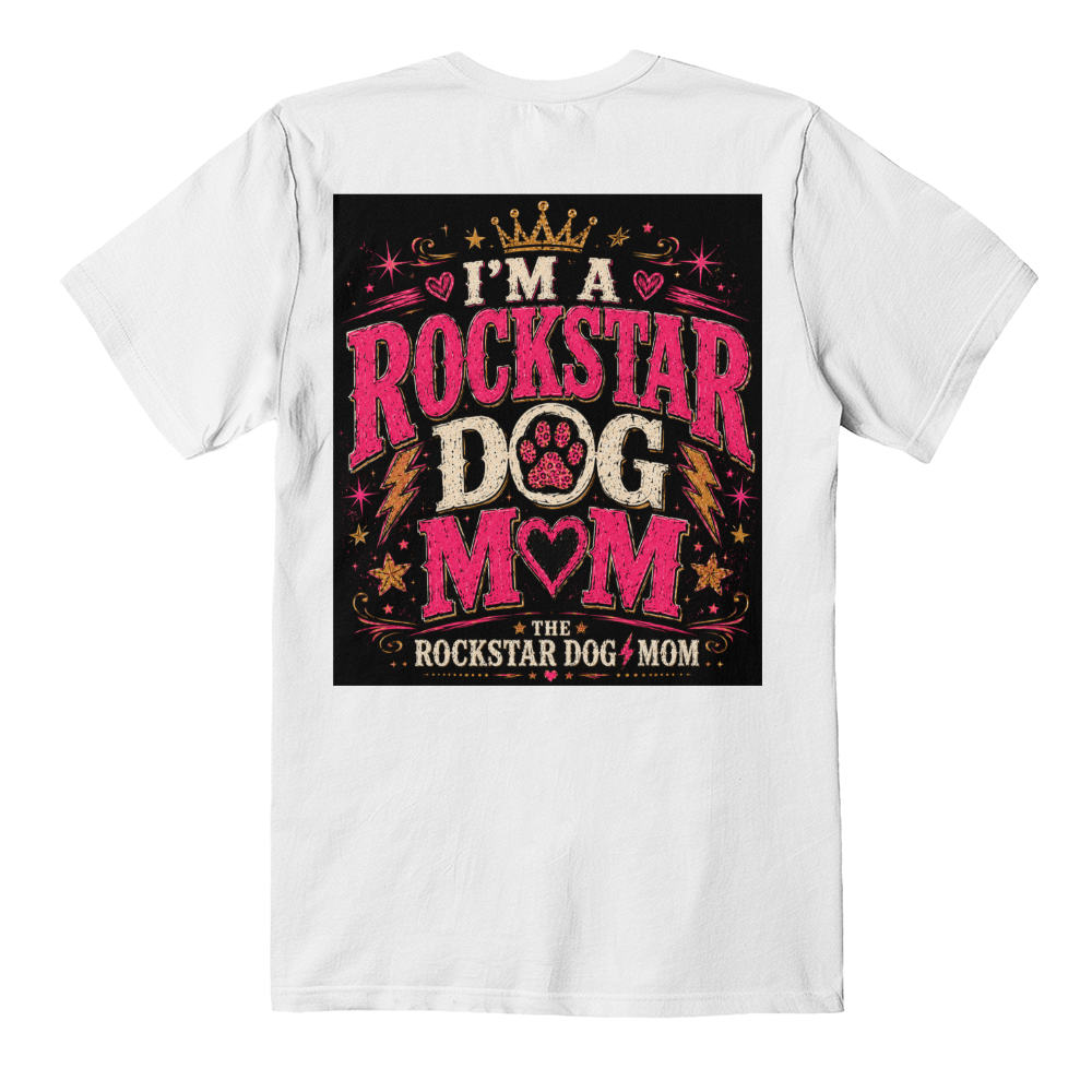 I'm a Rockstar Dog Mom Premium Black Print T-Shirt