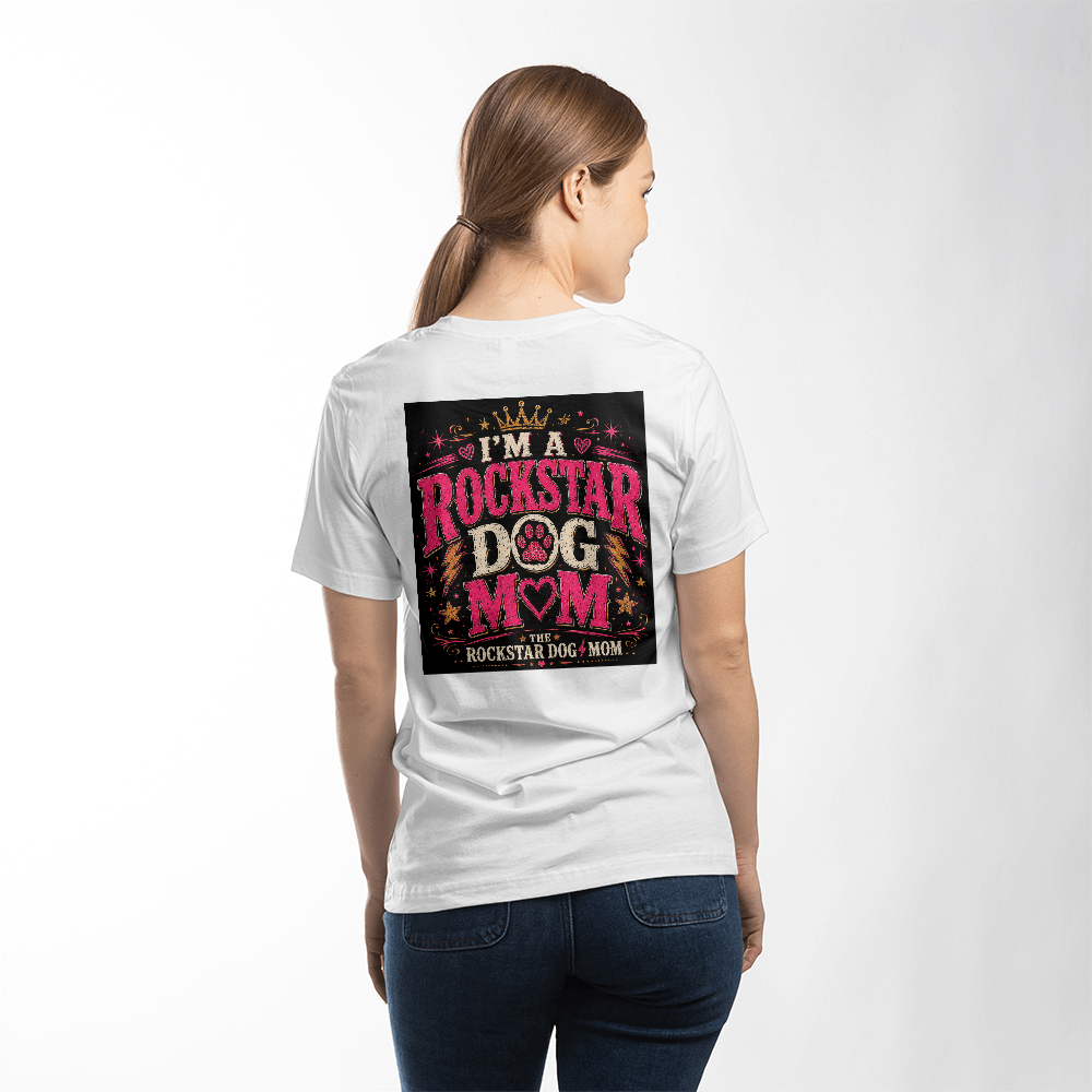 I'm a Rockstar Dog Mom Premium Black Print T-Shirt