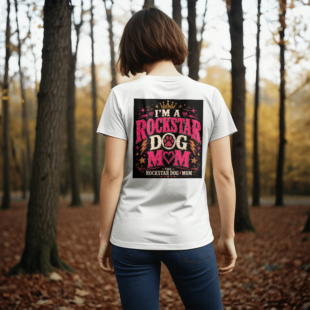 I'm a Rockstar Dog Mom Premium Black Print T-Shirt