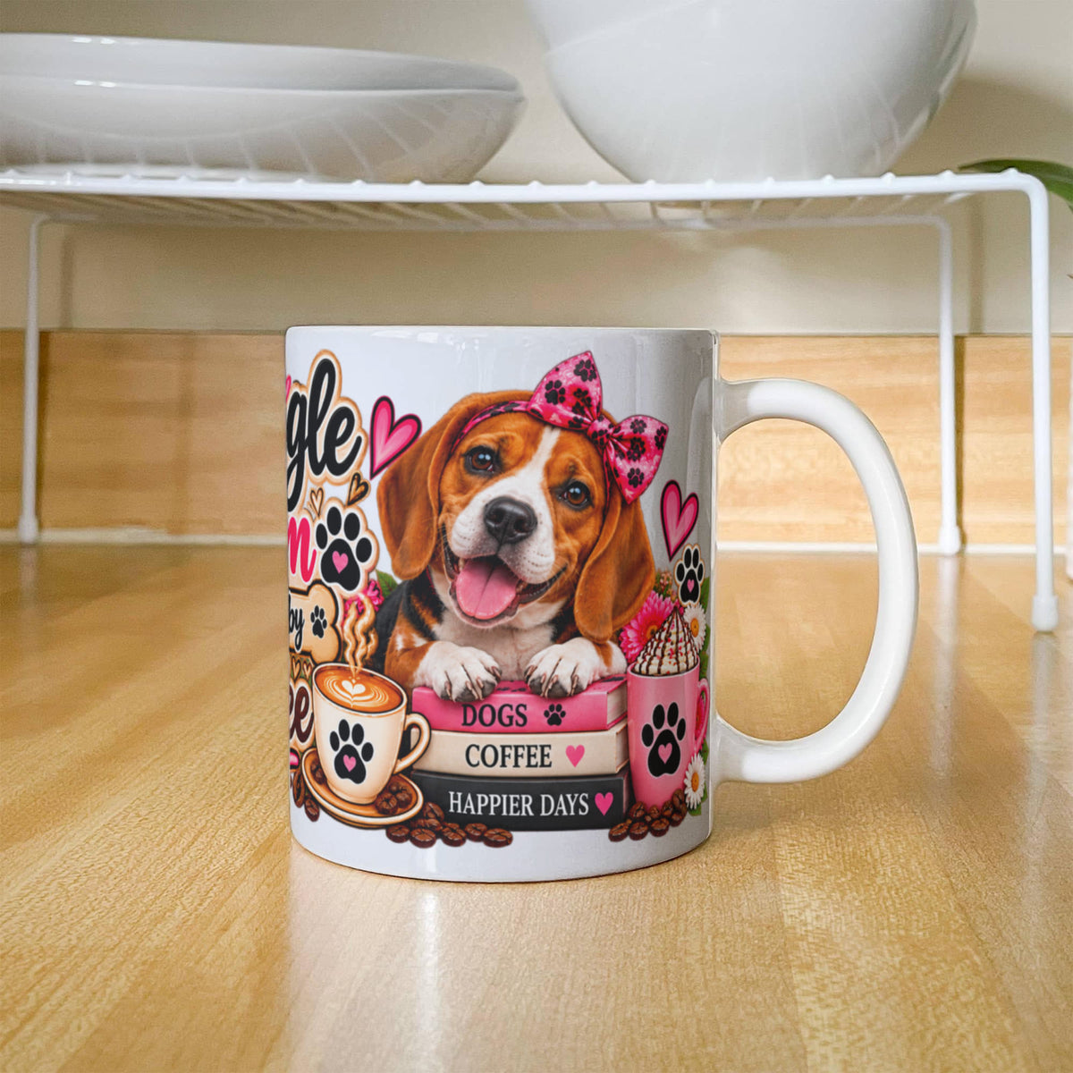 Beagle Mom Fueled by Coffee Mug, view 3