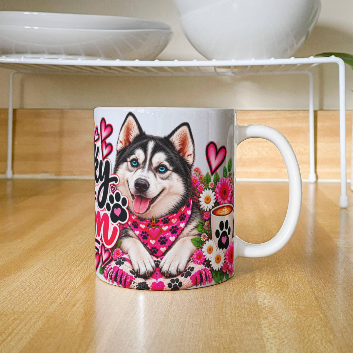 Husky Mom Coffee Mug, Siberian Husky Mom Gift, view 3