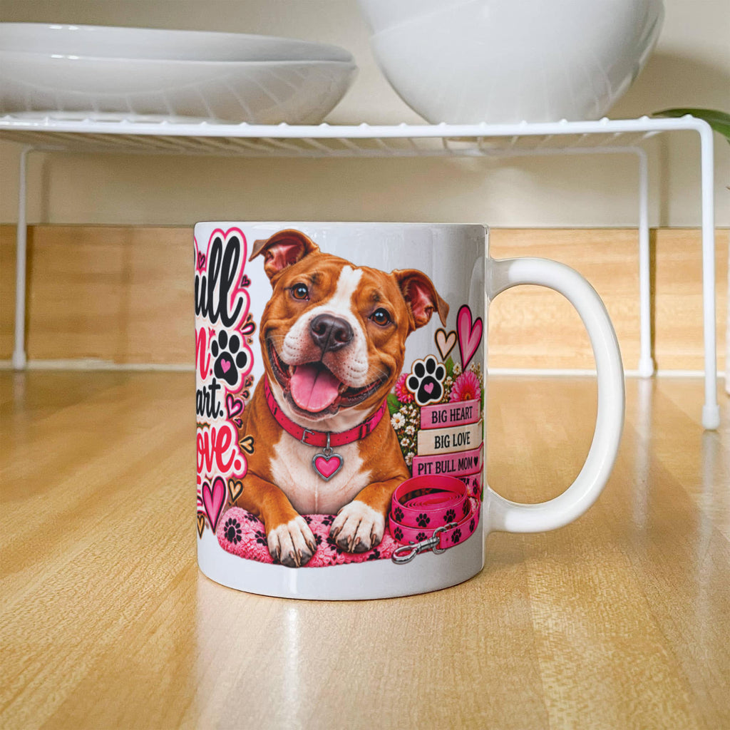 Pit Bull Mom Big Heart Big Love Coffee Mug, view 3