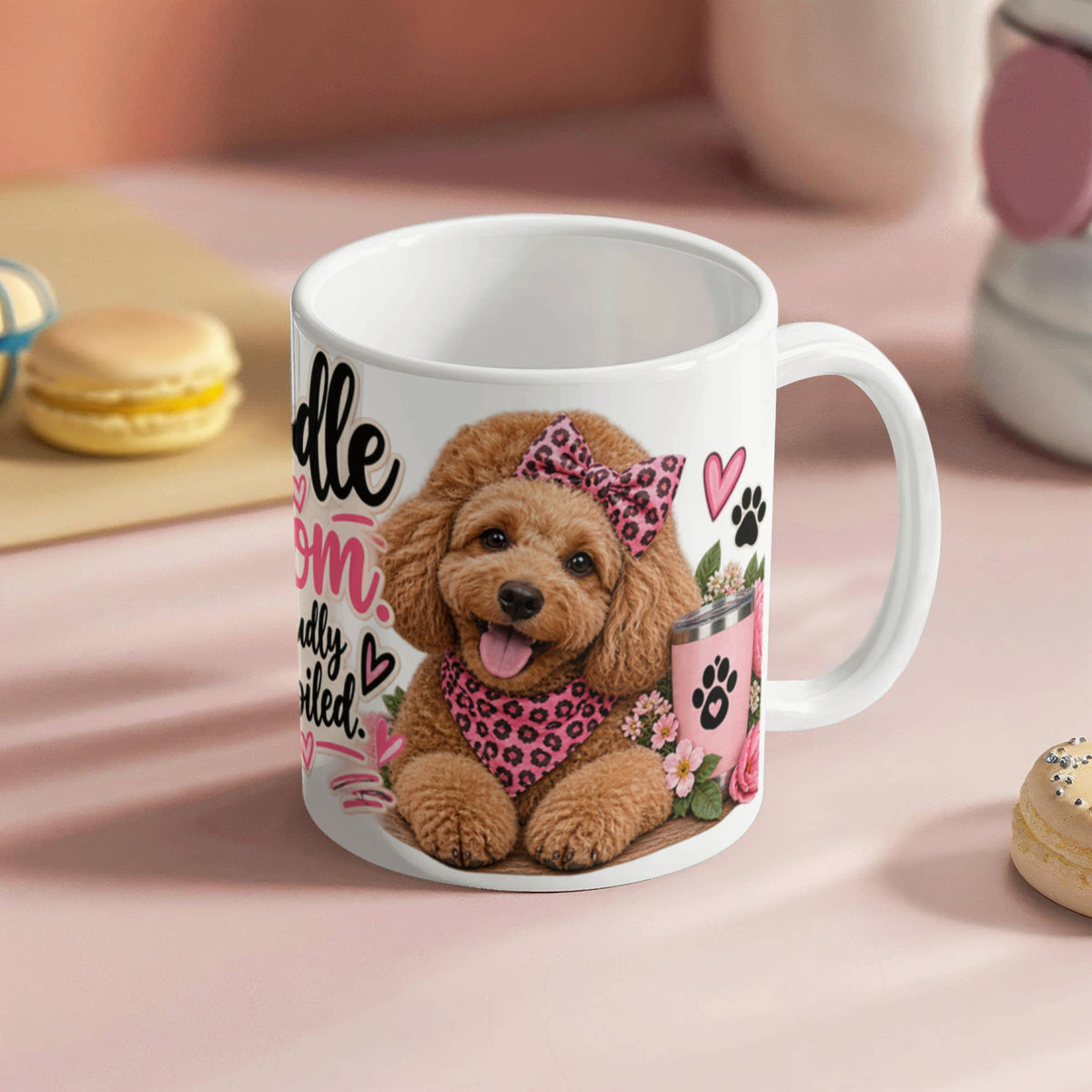 Poodle Mom Proudly Spoiled Coffee Mug, view 4