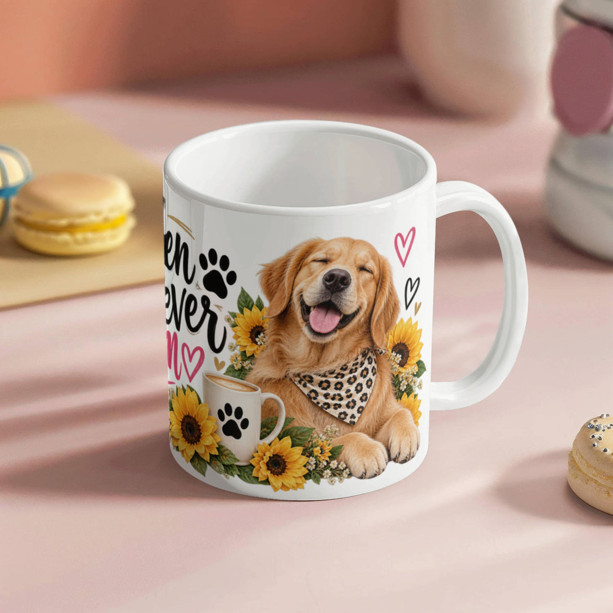 Golden Retriever Mom Coffee Mug with Sunflowers, view 4