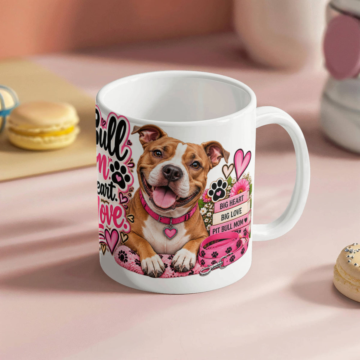 Pit Bull Mom Big Heart Big Love Coffee Mug, view 4