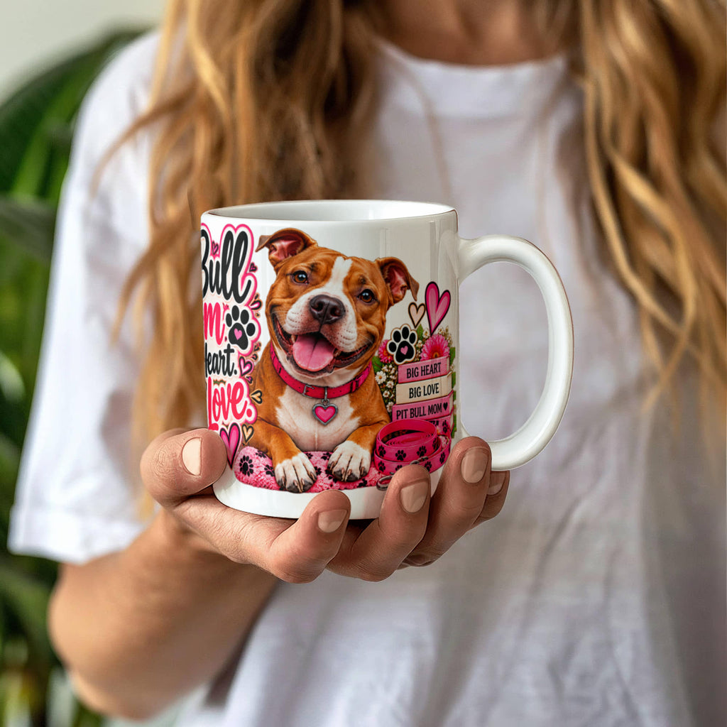 Pit Bull Mom Big Heart Big Love Coffee Mug, view 5
