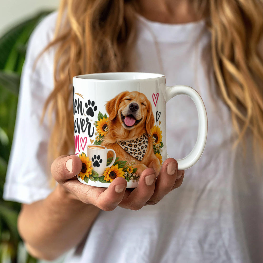 Golden Retriever Mom Coffee Mug with Sunflowers, view 5
