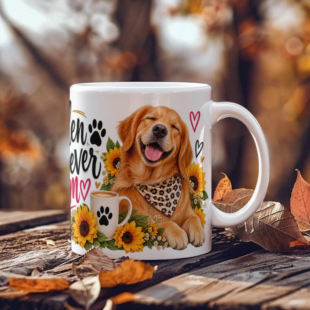 Golden Retriever Mom Coffee Mug with Sunflowers, view 6